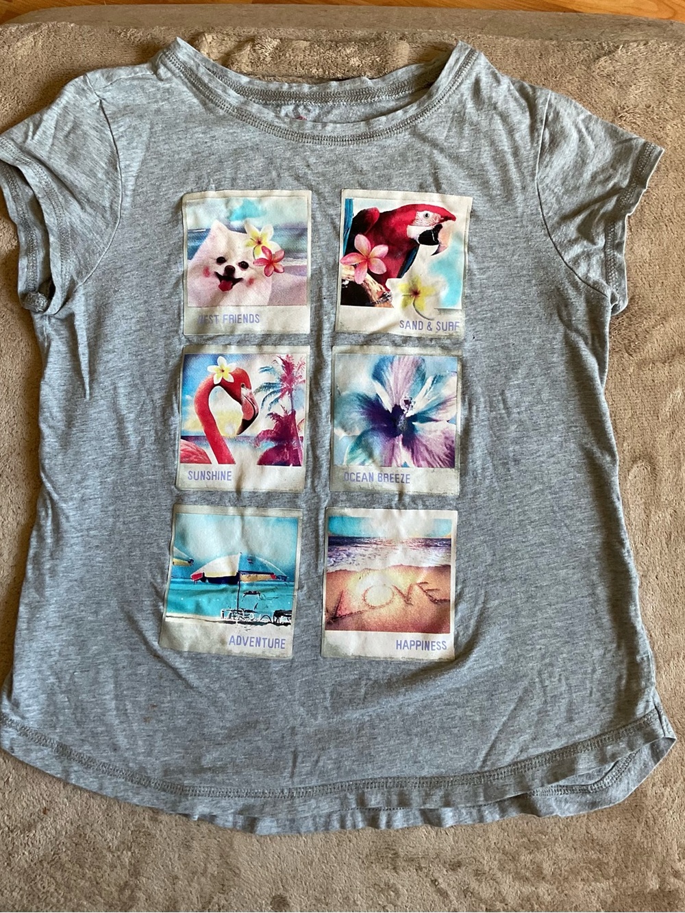 The Children's Place Grey Short-Sleeve Tee with Tropical Photo-Blocks